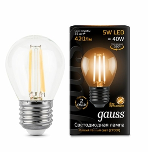 Лампа Gauss LED Filament Globe E27 5W 2700K 105802105