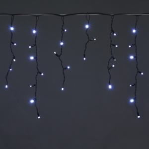A-057A WT/W FLASH гирлянда светодиодная, 5х0,6м, 180LED, в виде "бахрома", провод черный, морозост.