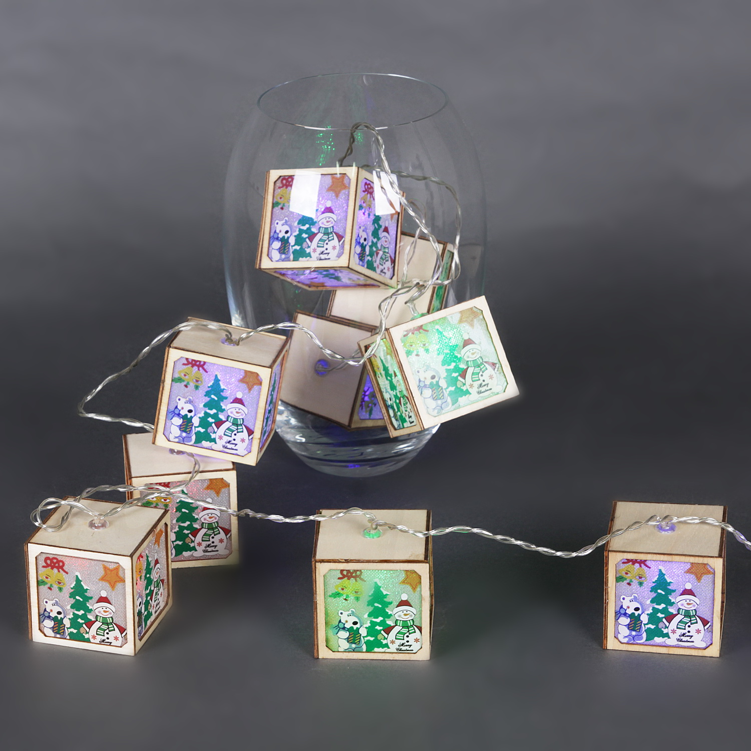 A-483 гирлянда светодиодная, прозрачный провод 2м, 10 LED с насадками