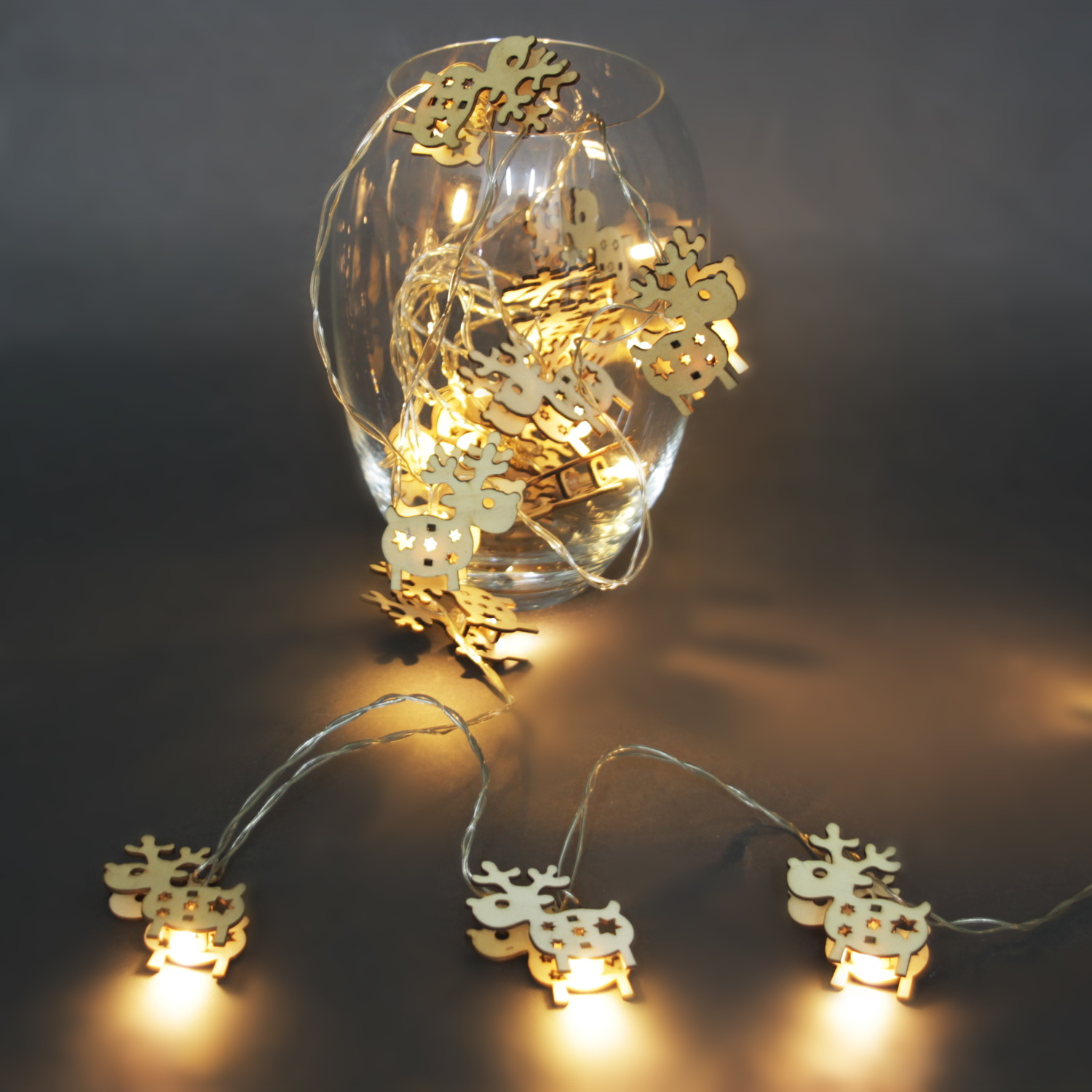 A-413 гирлянда светодиодная 5м, прозрачный провод, 20 LED с насадками