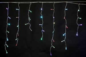 A-056 RGB гирлянда светодиодная 5х0,6м 180LED в виде "бахрома", провод прозрачный