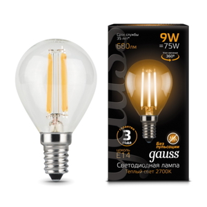 Лампа Gauss LED Filament Globe E14 9W 2700K 105801109