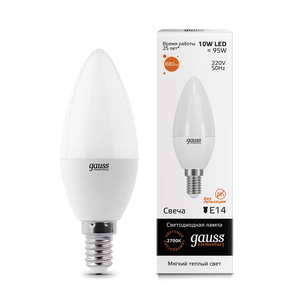 Лампа Gauss LED Elementary Candle 10W E14 3000K (33110)