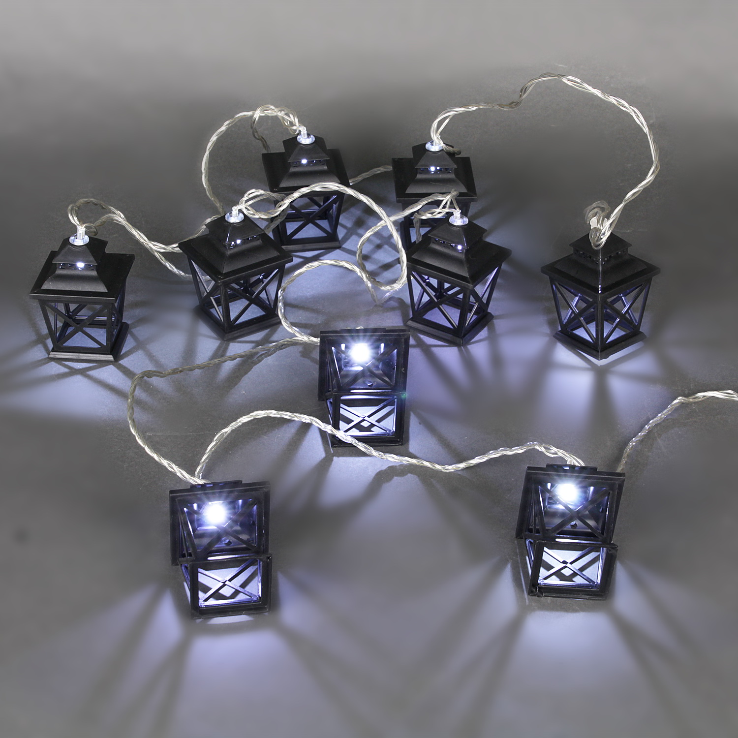 A-506 гирлянда светодиодная, провод прозрачного цвета длиной 2,8м, 10 насадок (фонарик)