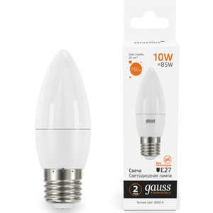 Лампа Gauss LED Elementary Candle 10W  3000K E27  1/10/100 (30210)