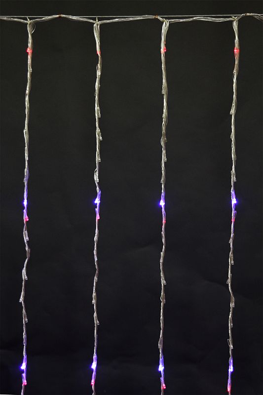 A-039 MIX светодиодный занавес 1.5х2.8м (10х56)LED "водопад" провод прозрачный, влагозащищенный