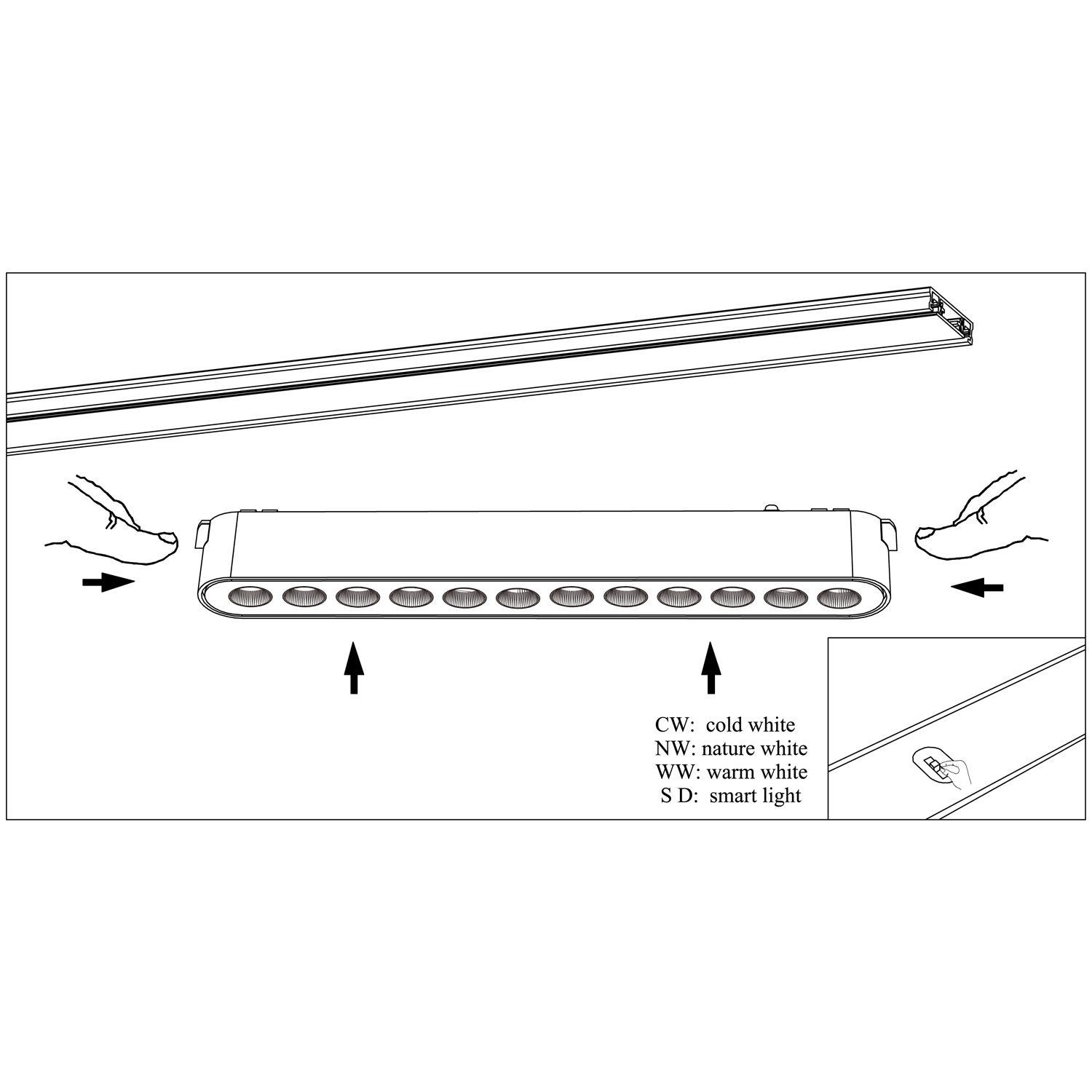 13002-9.3-001UR magnetic LED12W BK CCT+SMART