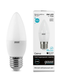 Лампа Gauss LED Elementary Candle 8W E27 4100K (33228)