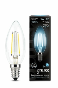 Лампа Gauss LED Filament Candle E14 5W 4100К 103801205