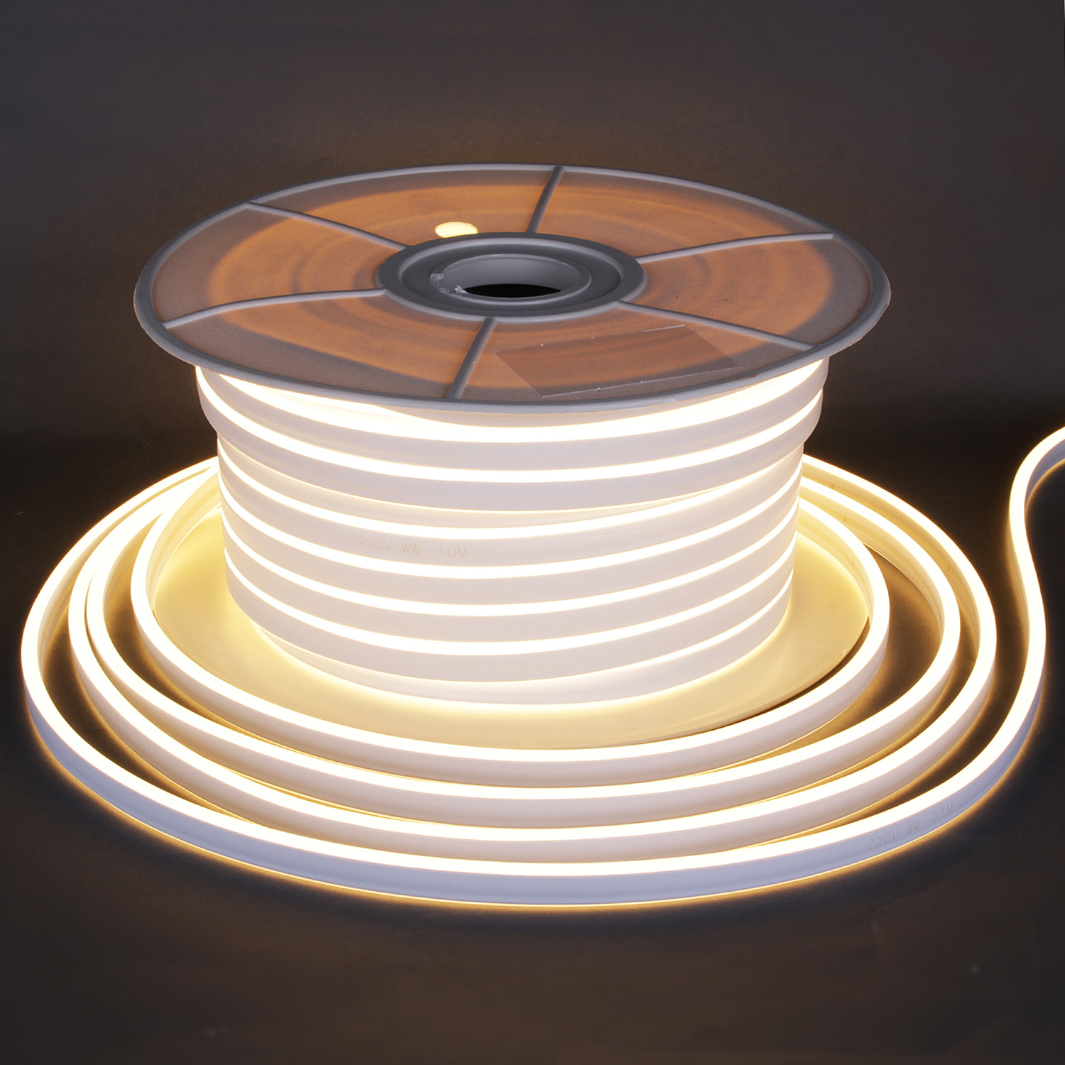 A-522 WW 7х15мм, 120LED/1м, 220V, 50м двухсторонний гибкий свет