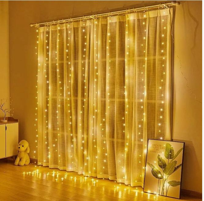 A-973 WW cветовой занавес "Роса", 3х2м, провод серебристый, 200LED, USB-контроллер, ПДУ