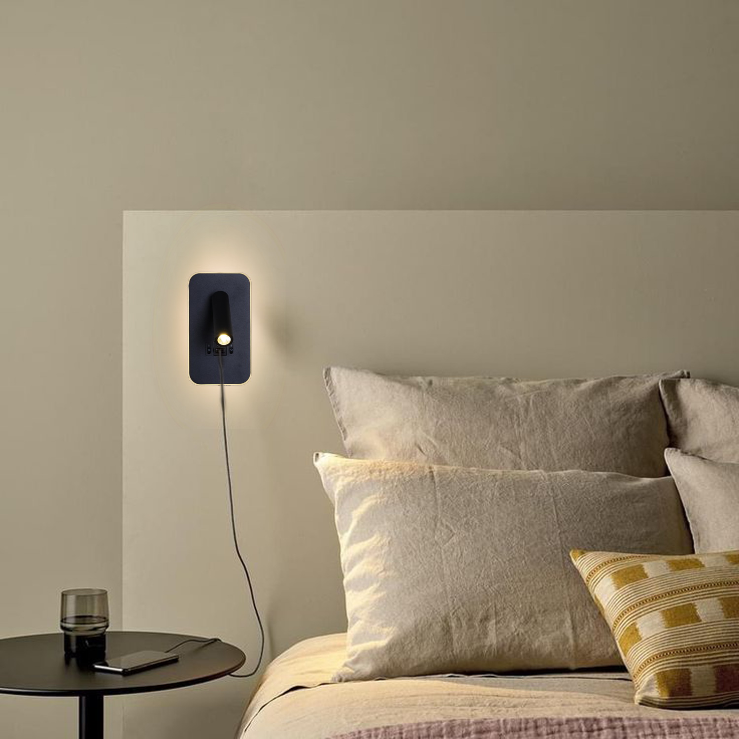 86204-9.2-001KT LED12W+USB BK светильник настенный