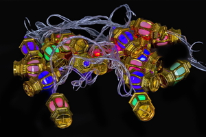 A-258 RD/GN, RD/BL гирлянда светодиодная 4м с насадками "фонарик"