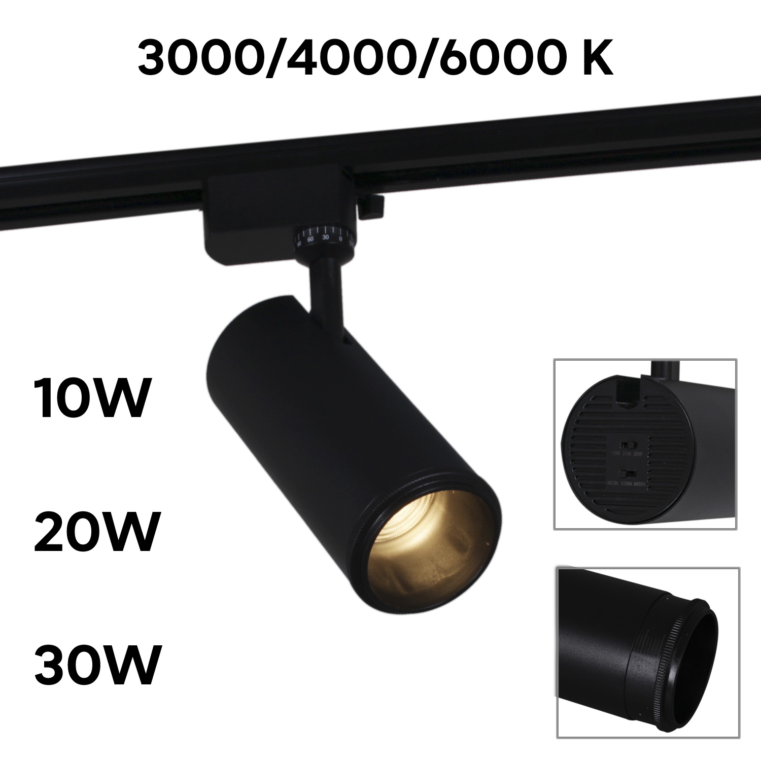 06650-9.3-LED10/20/30W "L" CCT BK светильник трековый