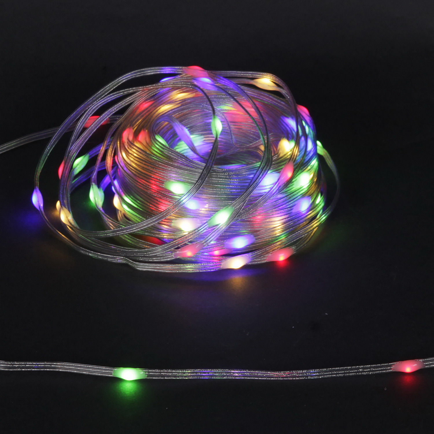 A-509 MIX гирлянда светодиодная, 30м, 300LED "Капля", 220V, прозрачный шлейф, с контроллером