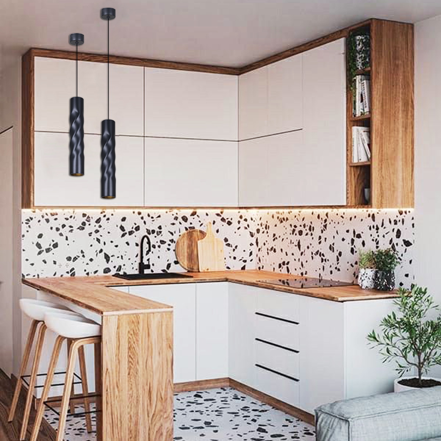 16006-0.9-001LD 300mm GU10 BK светильник точ.