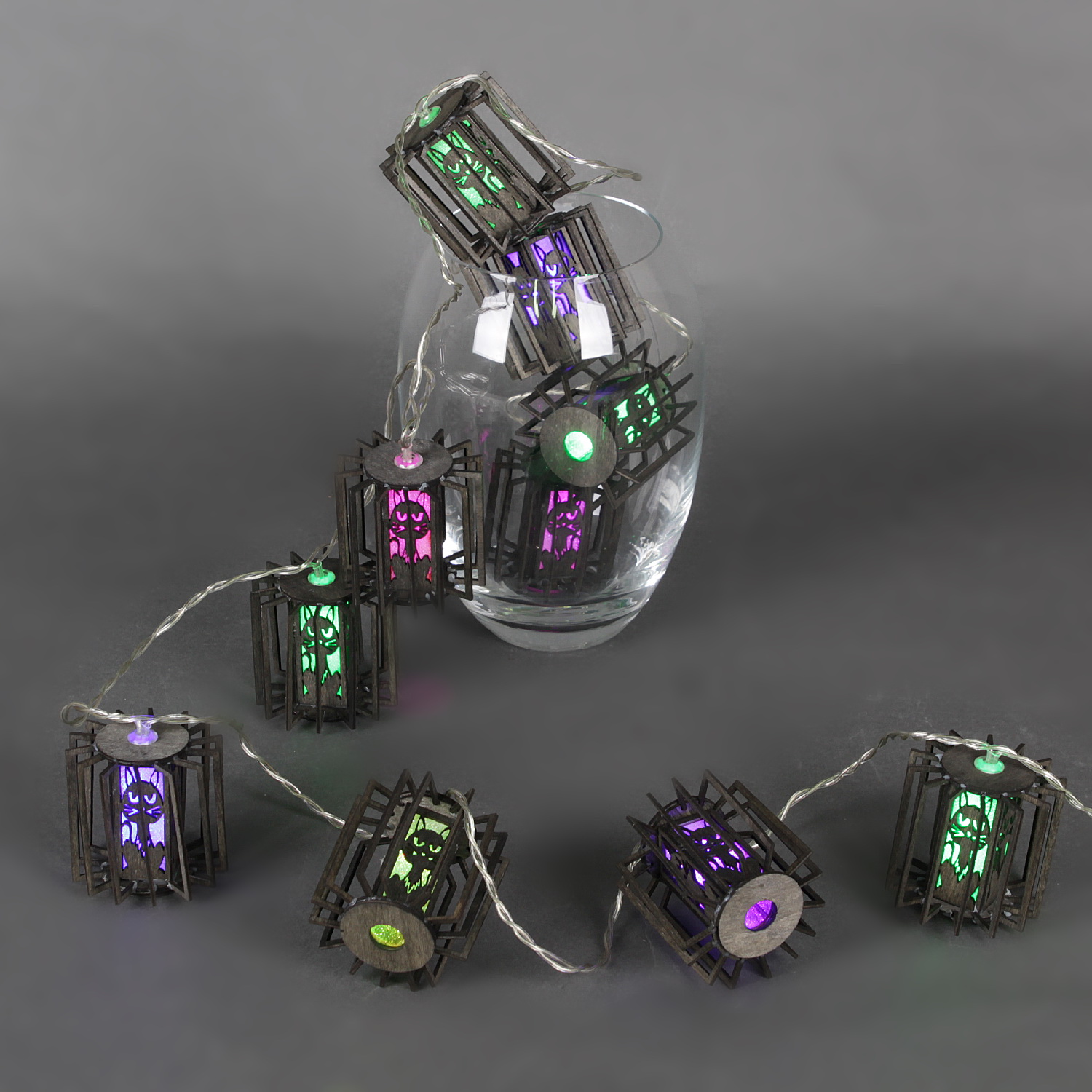 A-482 гирлянда светодиодная, прозрачный провод 2м, 10 LED с насадками