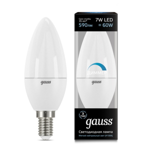 Лампа Gauss LED Candle-dim E14 7W 4100К диммируемая 103101207-D