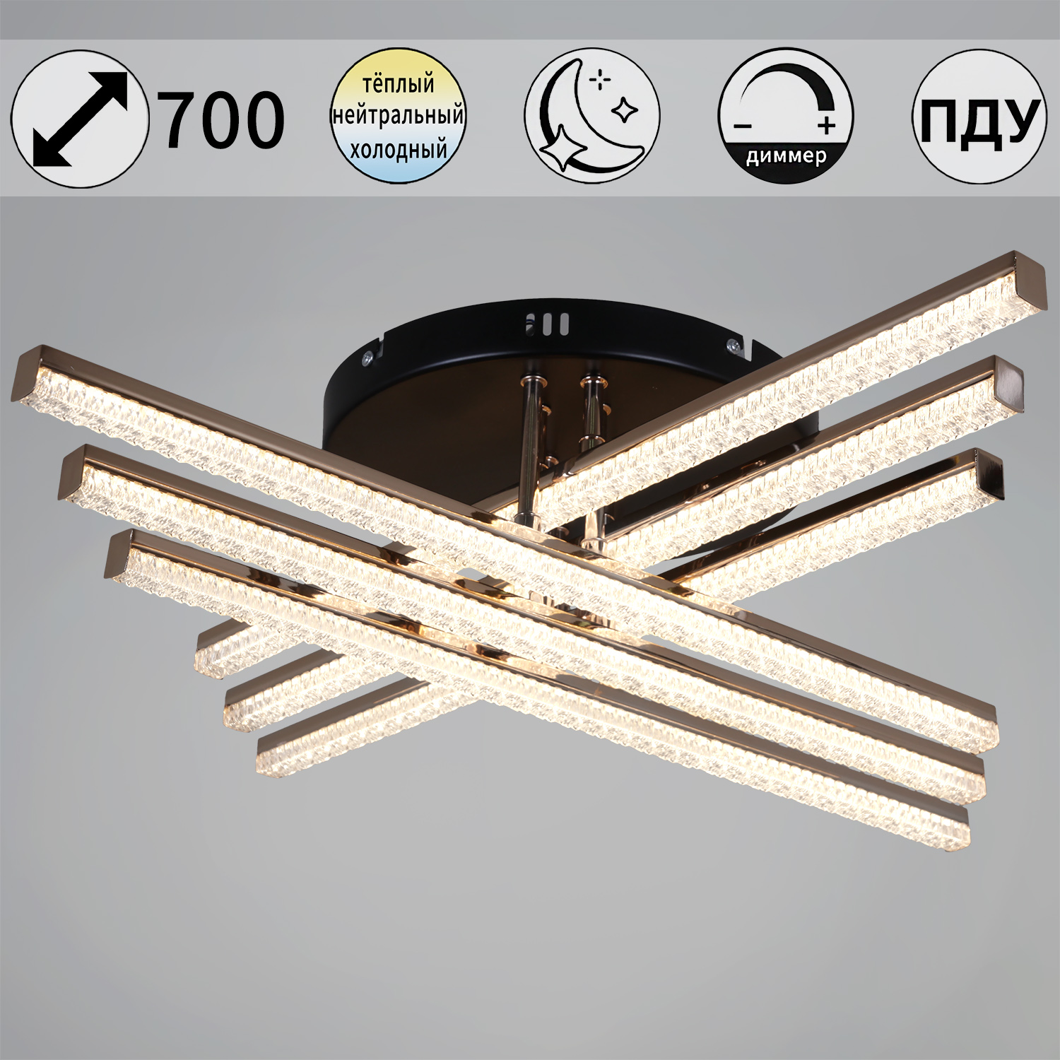 Люстра светодиодная 86090-0.3-06A BK+FG светильник потолочный - фото