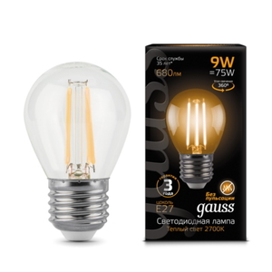 Лампа Gauss LED Filament Globe E27 9W 2700K 105802109