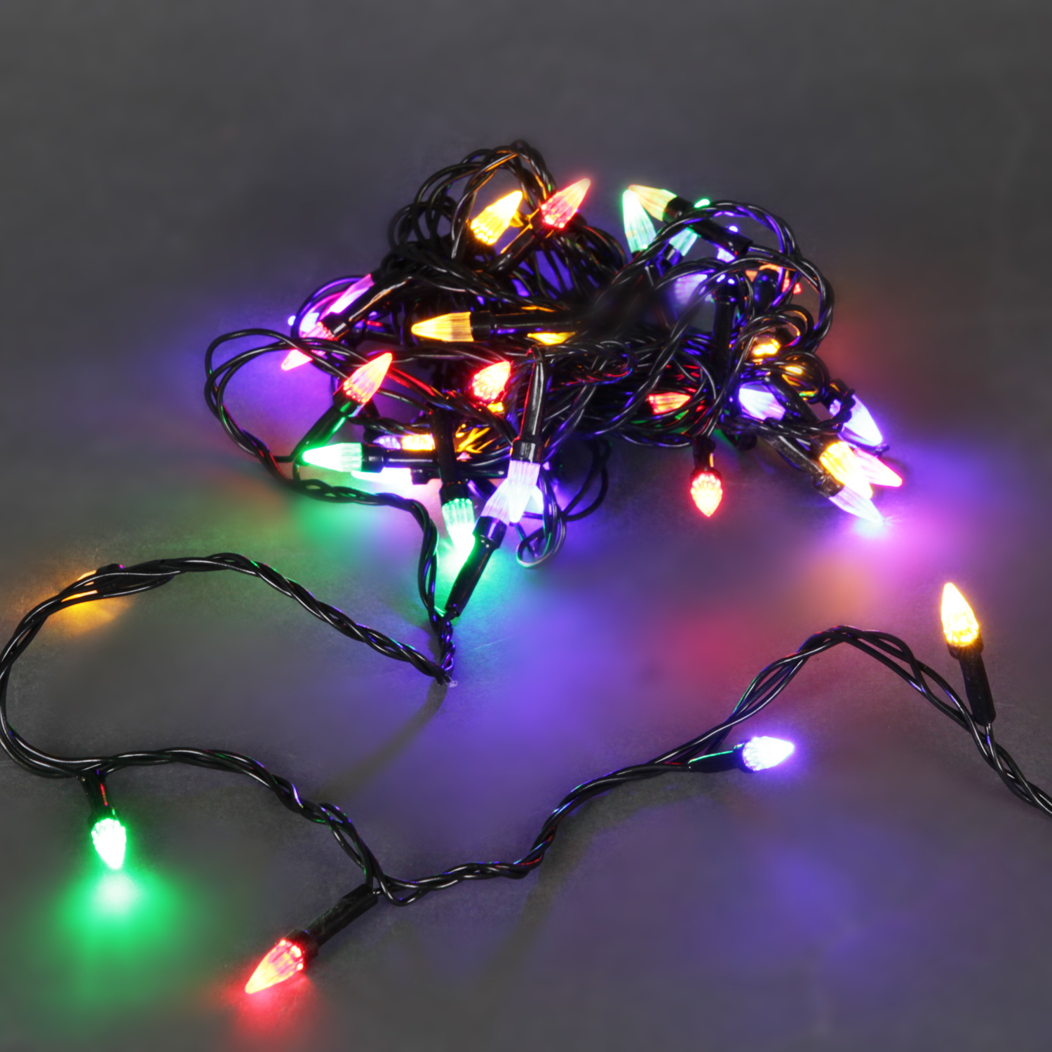 A-425 гирлянда светодиодная 4.5м, провод черного цвета, 50LED