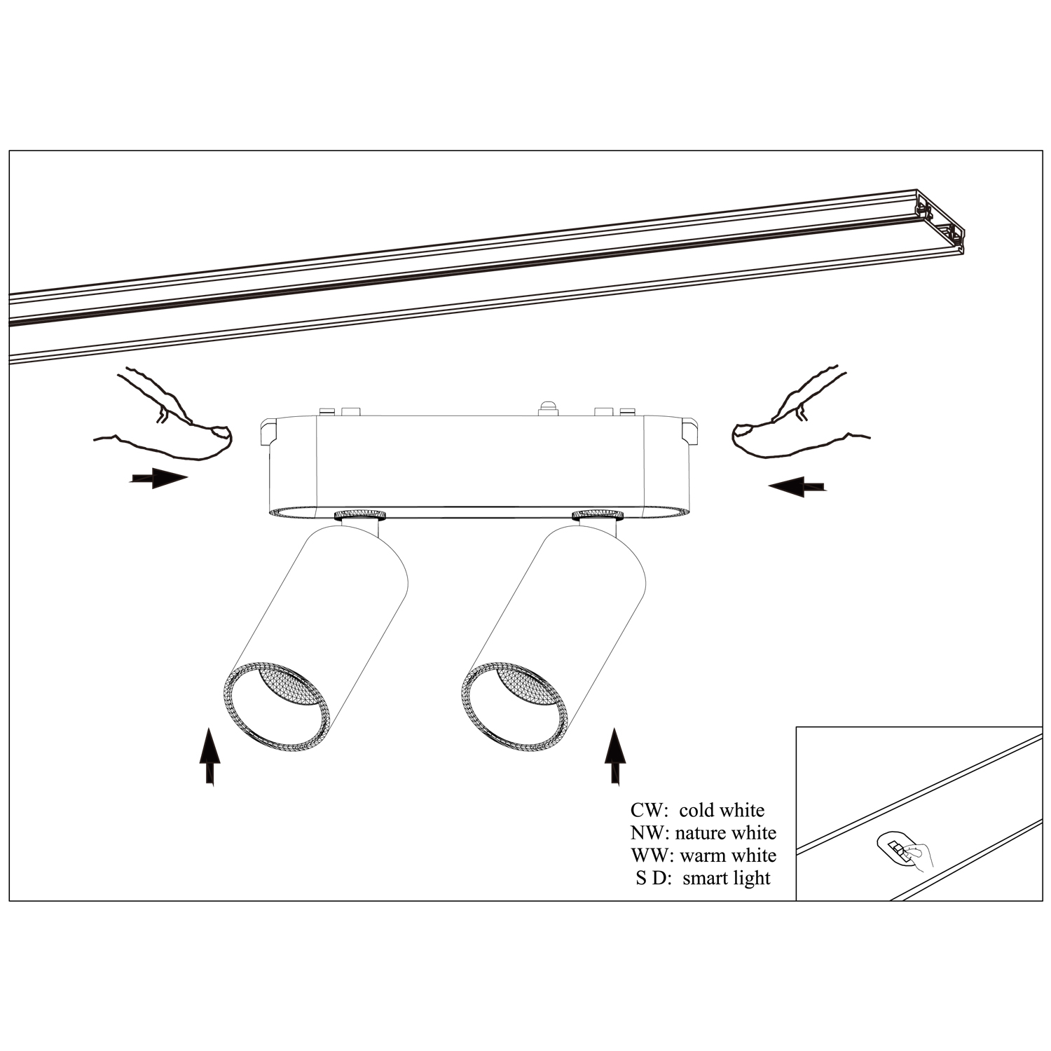 13005-9.3-002UR magnetic LED2x5W BK CCT+SMART